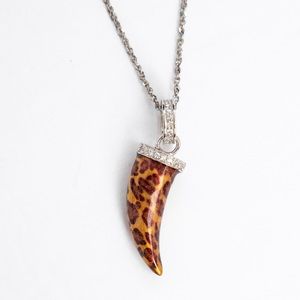 Pendant necklace sterling silver & leopard Italian horn C.W. Collection
